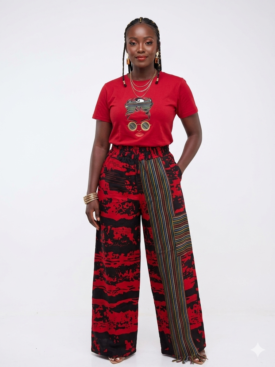 Aso oke long pants & Graphic Design Tees