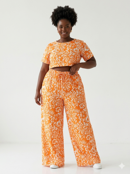 Wide Leg pants Set, Crop Top Set, Ankara Pants and top