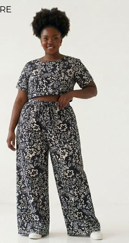 Wide Leg pants Set, Crop Top Set, Ankara Pants and top
