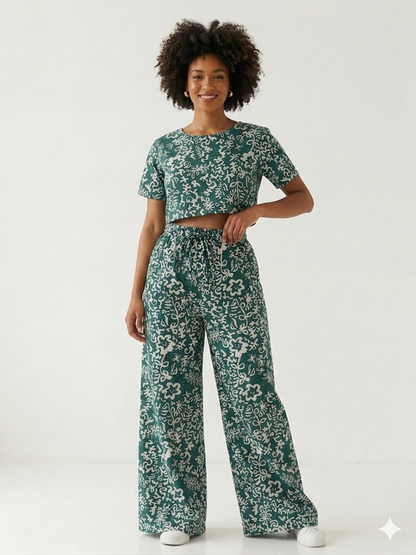 Wide Leg pants Set, Crop Top Set, Ankara Pants and top