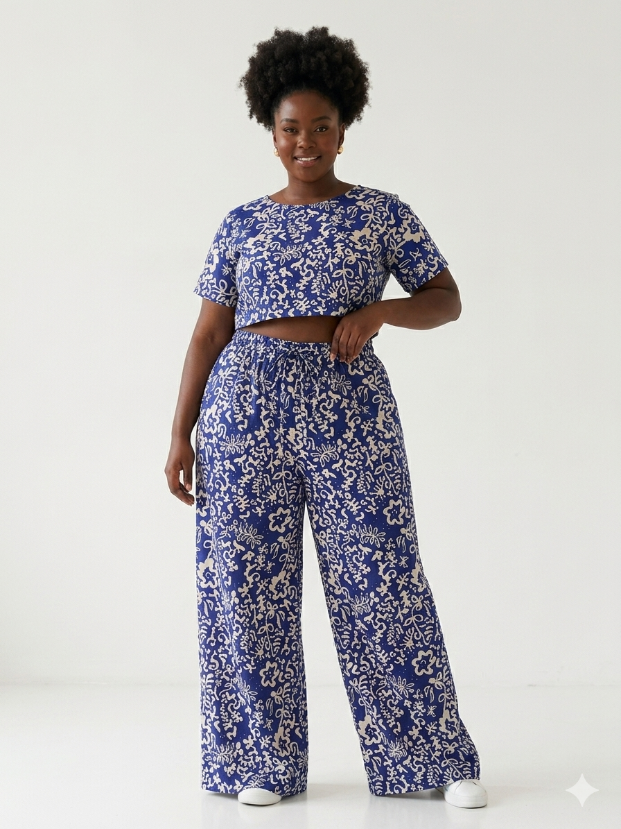 Wide Leg pants Set, Crop Top Set, Ankara Pants and top