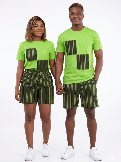 Unisex Aso Oke Shorts and Matching T-shirt