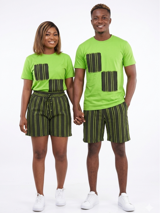 Unisex Aso Oke Shorts and Matching T-shirt