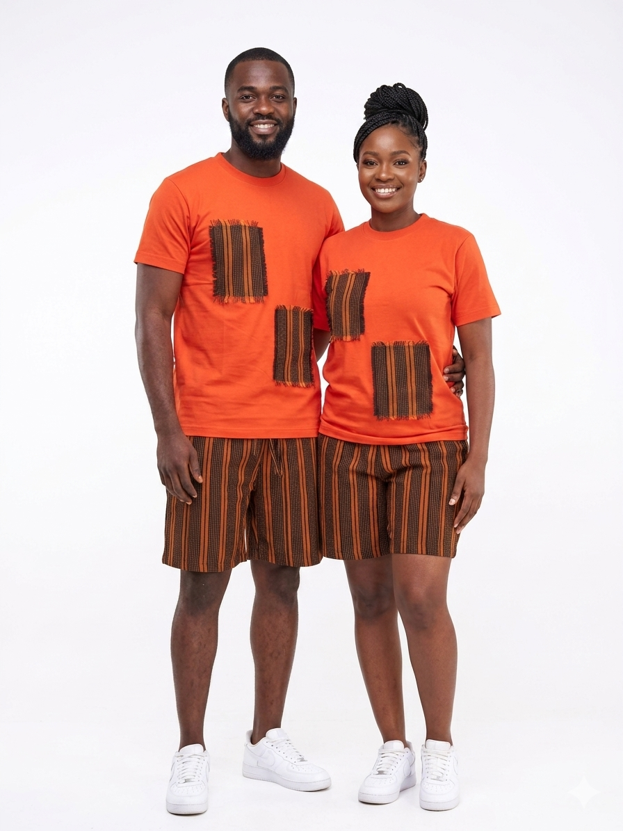 Unisex Aso Oke Shorts and Matching T-shirt