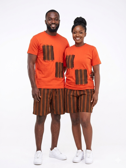 Unisex Aso Oke Shorts and Matching T-shirt