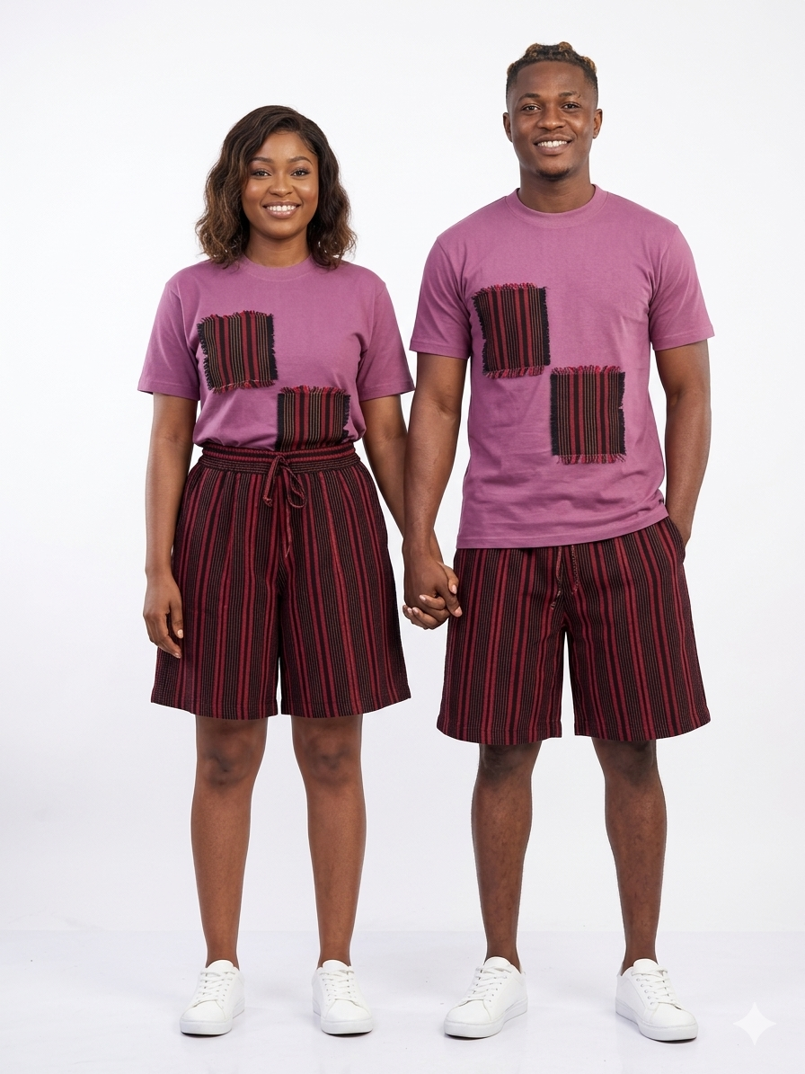 Unisex Aso Oke Shorts and Matching T-shirt