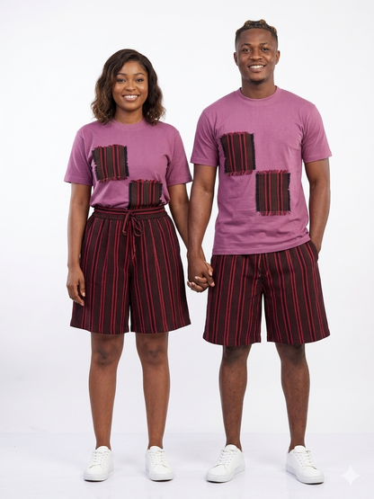 Unisex Aso Oke Shorts and Matching T-shirt