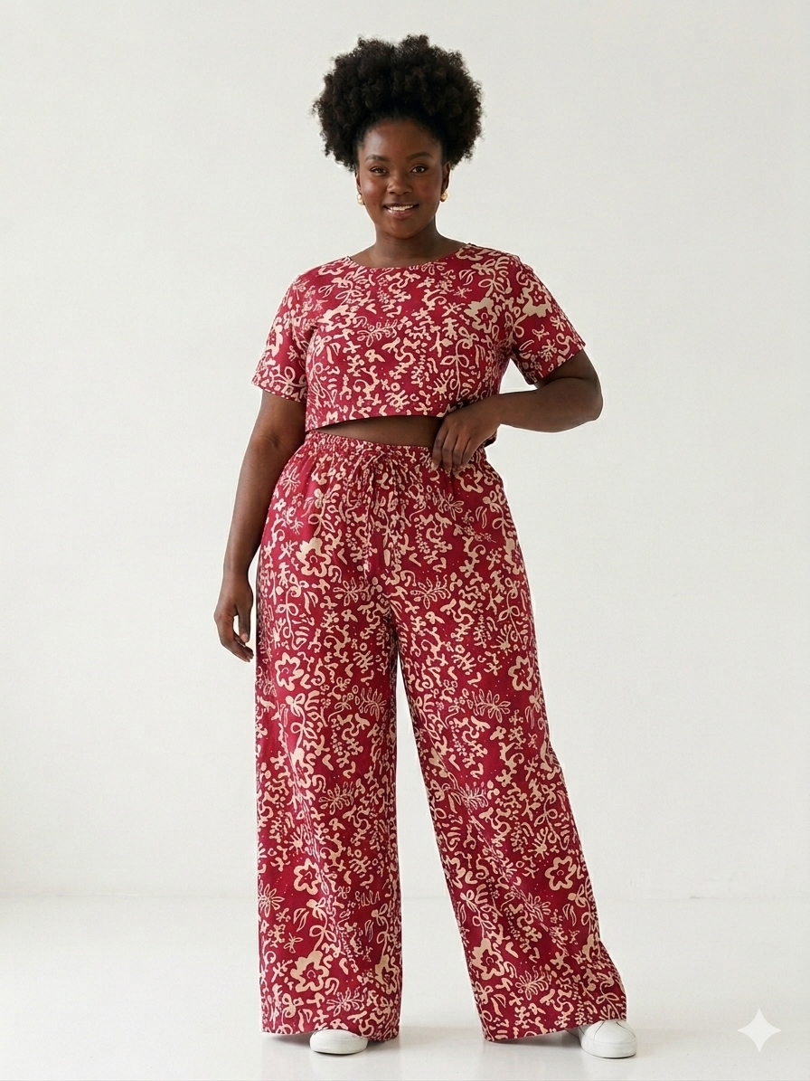 Wide Leg pants Set, Crop Top Set, Ankara Pants and top