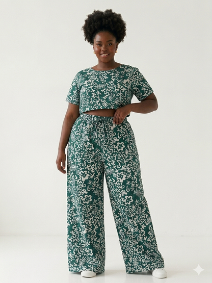 Wide Leg pants Set, Crop Top Set, Ankara Pants and top