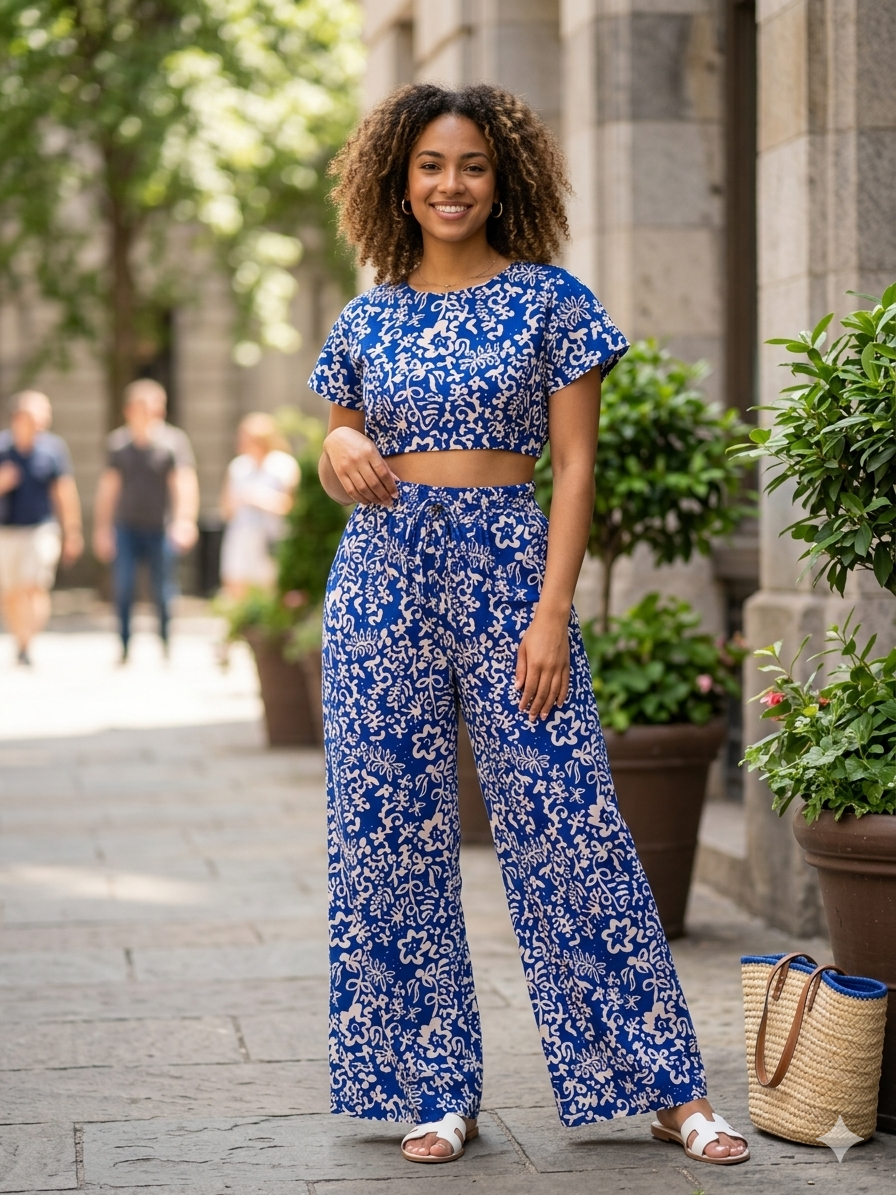 Wide Leg pants Set, Crop Top Set, Ankara Pants and top
